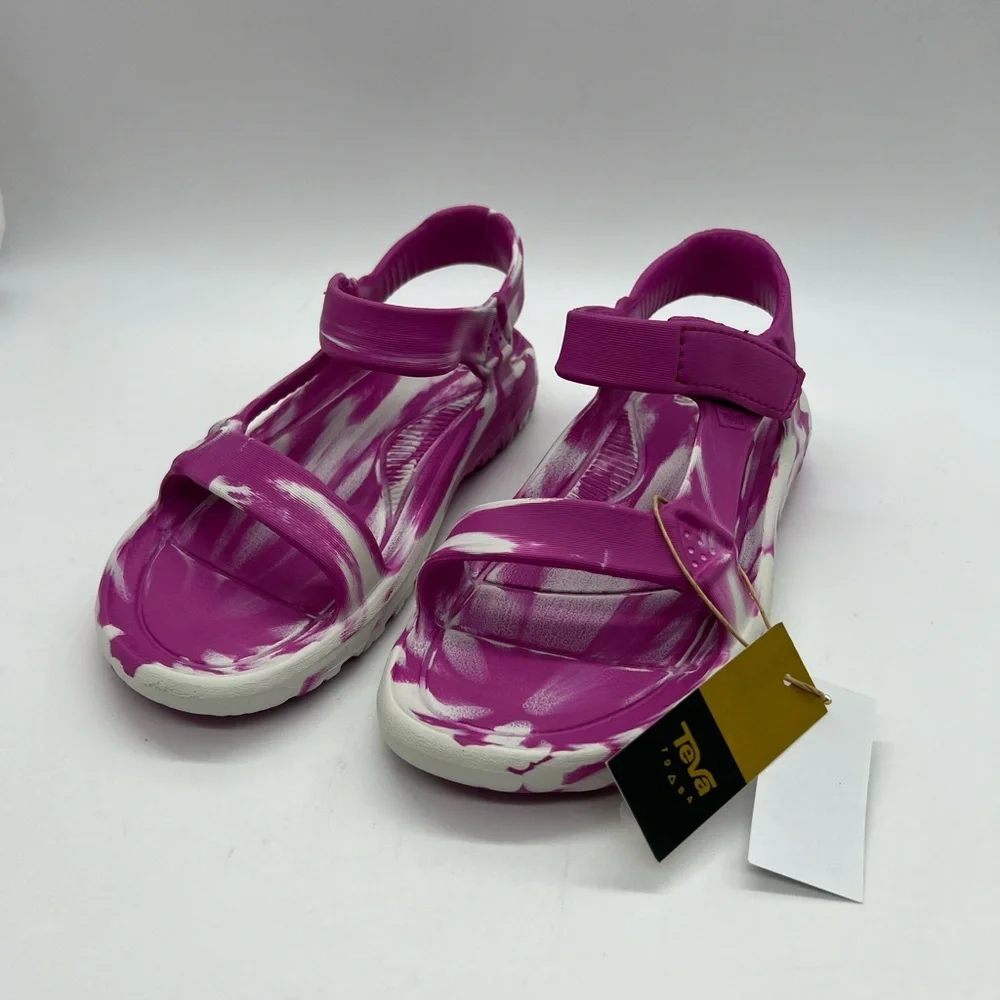 Teva Kids Pink and White Swirl Sandals With Velcro Strap Size Big Kid 3 NWT